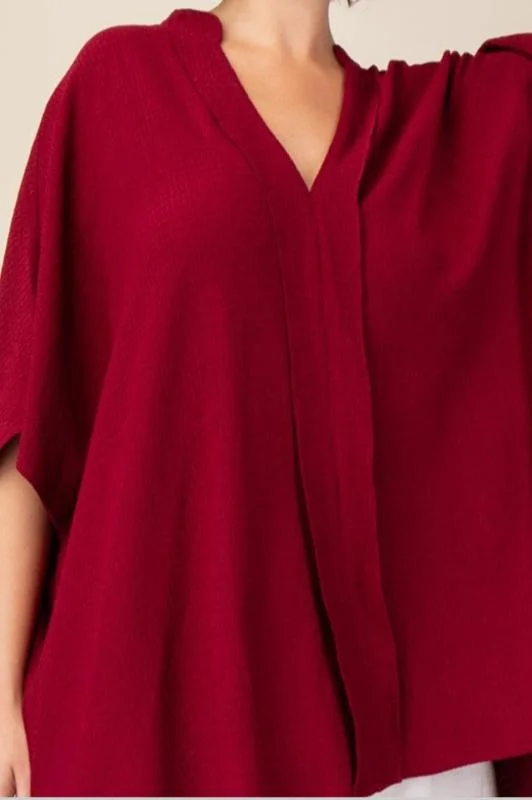 Ready for The Day Pretty Comfy Oversized Tunic in Burgundy