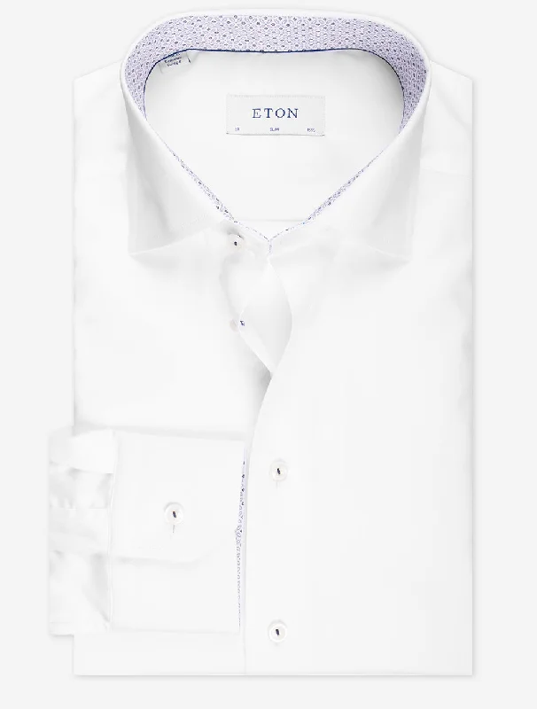 Men's Fishing Shirts for Water SportsSlim Plain With Inlay Shirt White