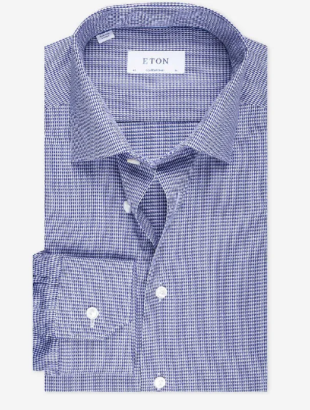Men's Iron-Free Shirts for Wrinkle-Resistant WearNavy Puppytooth Contemporary Shirt