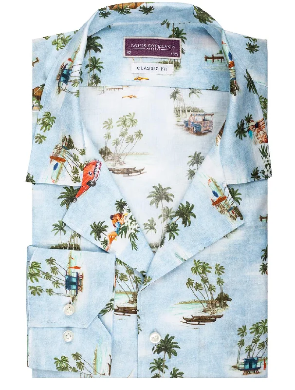 Men's Breathable Shirts for Warm ClimatesBlue Havana Print Shirt Blue/tailo