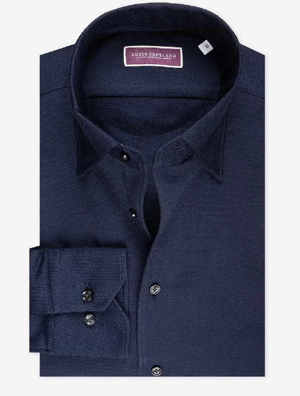Men's Custom Dress Shirts for a Personalized FitPique Single Cuff Shirt Navy