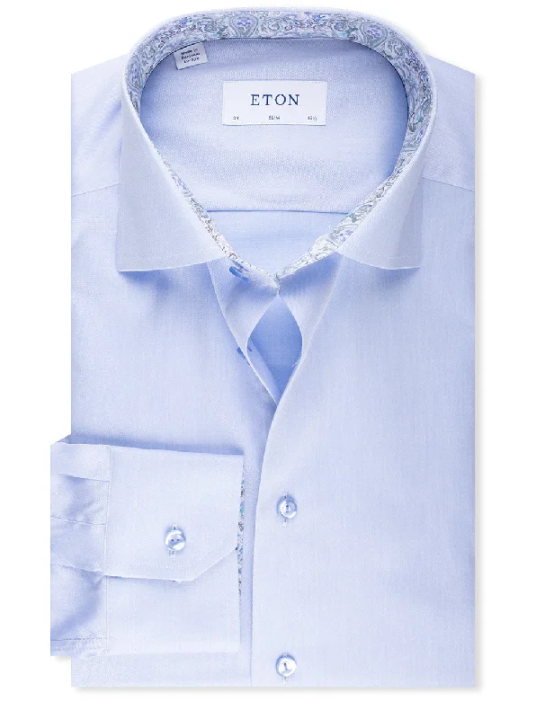Men's Golf Shirts for On-Course StyleSlim Plain Inlay Formal Shirt Blue