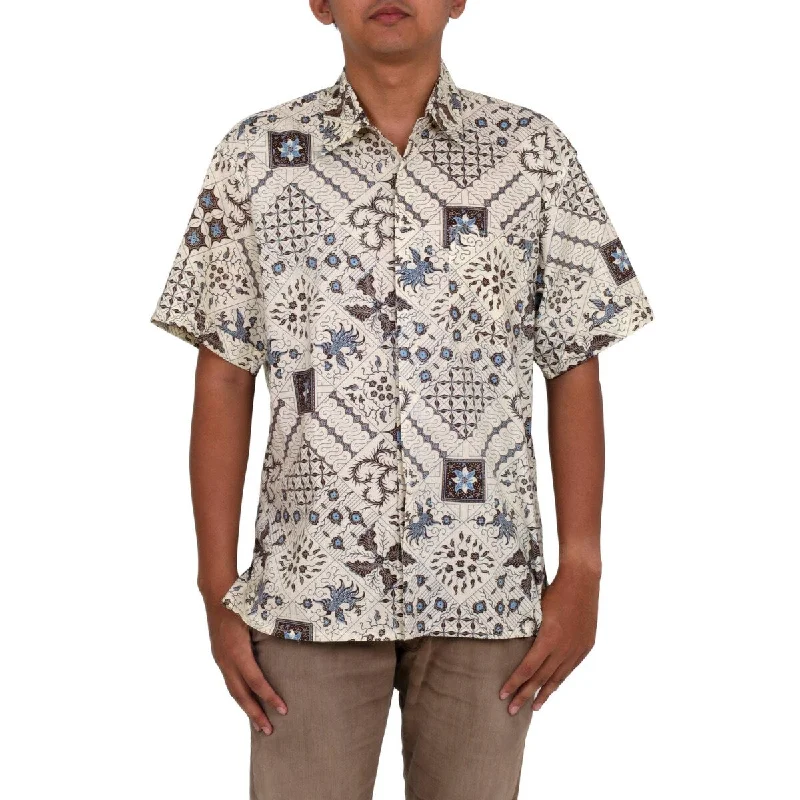 Versatile Men's Short-Sleeve ShirtsHandmade Javanese Batik Cotton Shirt (Indonesia)