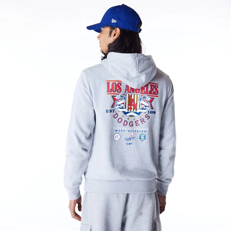 Unique Men's Custom HoodiesLA Dodgers MLB Badge Graphic Grey Pullover Hoodie