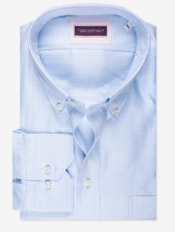 Men's Solid-Colored Shirts for VersatilityHoundstooth Buttondown Collar Shirt Blue