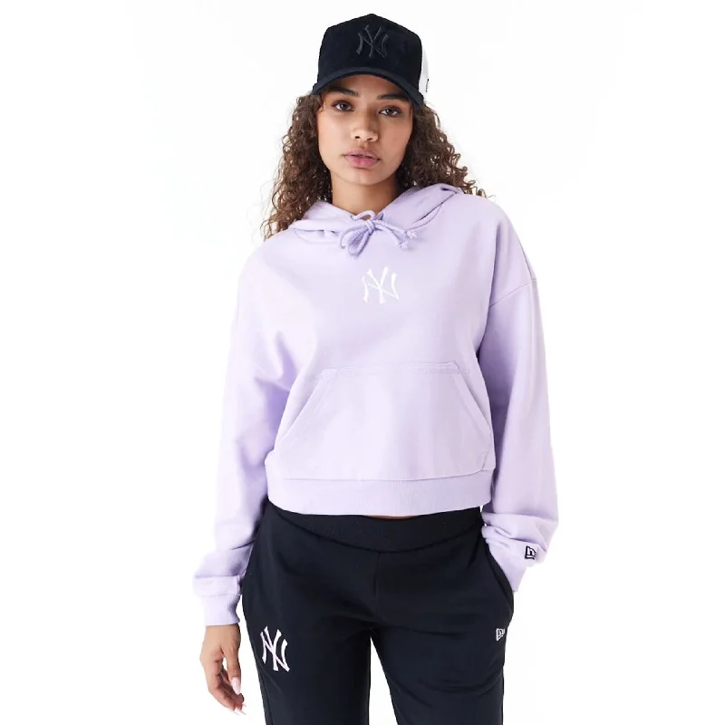 Men's Hoodies for SpringNew York Yankees MLB Lifestyle Purple Womens Crop Pullover Hoodie