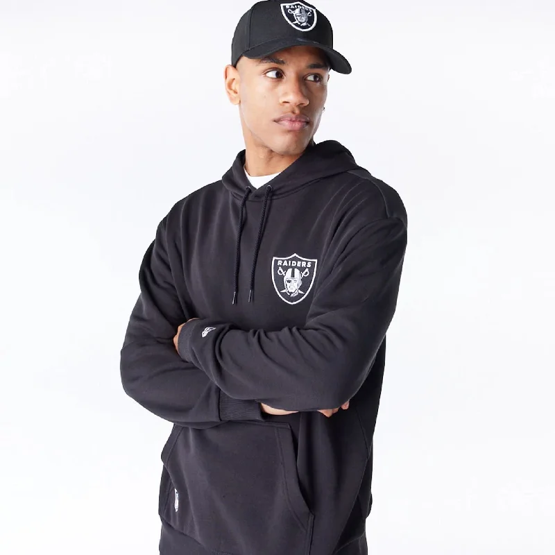 Men's Hoodies with EmbroideryLas Vegas Raiders NFL League Essential Black Oversized Pullover Hoodie