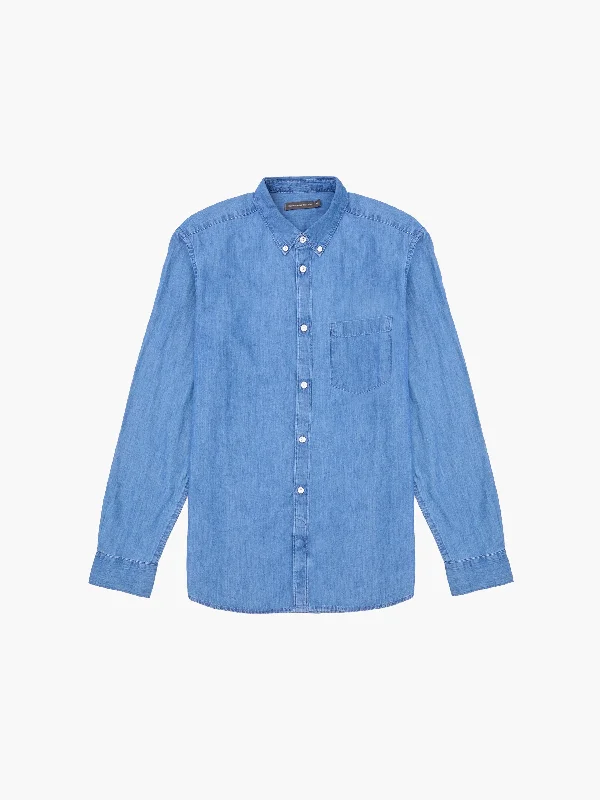 Men's Versatile Dress Shirts for Multiple OccasionsDenim Long Sleeve Oxford Shirt