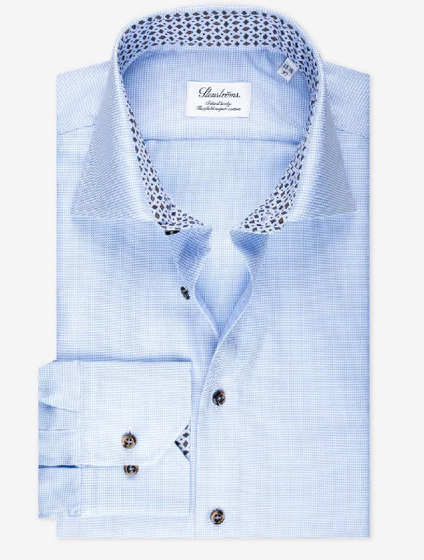 Men's Monochrome Shirts for a Minimalist VibeBlue Puppytooth With Inlay Fitted Body Shirt
