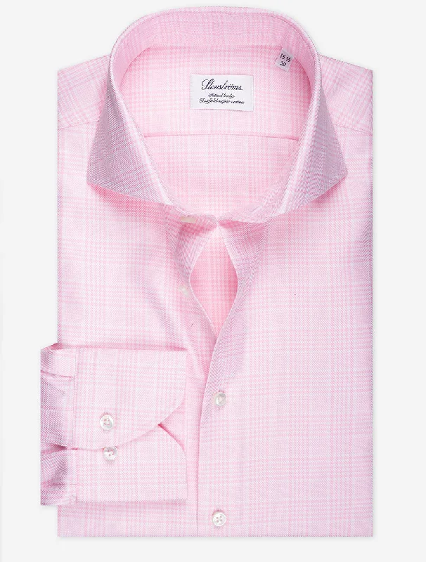 Men's V-Neck T-Shirts for a Flattering ShapePink Plaid Check Cotton Fitted Body Shirt