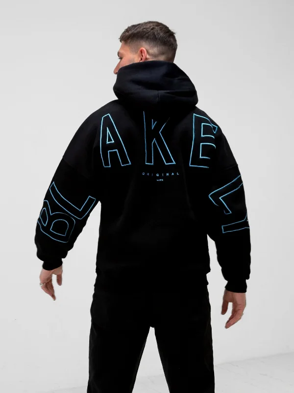 Men's Hoodies with Extra-Long SleevesEmbroidered Idris Oversized Hoodie - Electric Blue Men's Hoodies with Extra-Long SleevesEmbroidered Idris Oversized Hoodie - Electric Blue