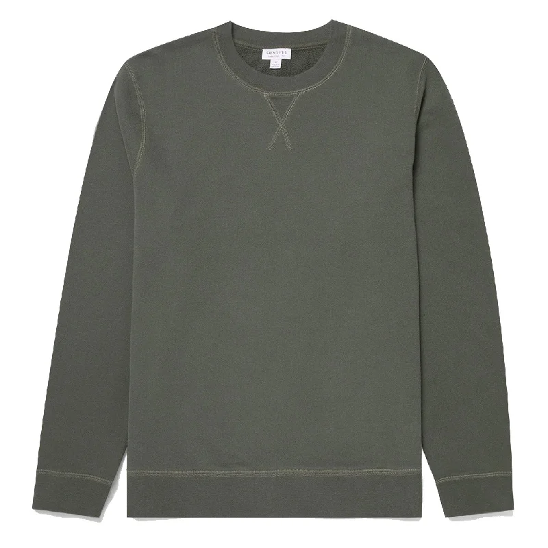 Men's Hoodies with Military InfluenceSunspel Loopback Sweatshirt Khaki