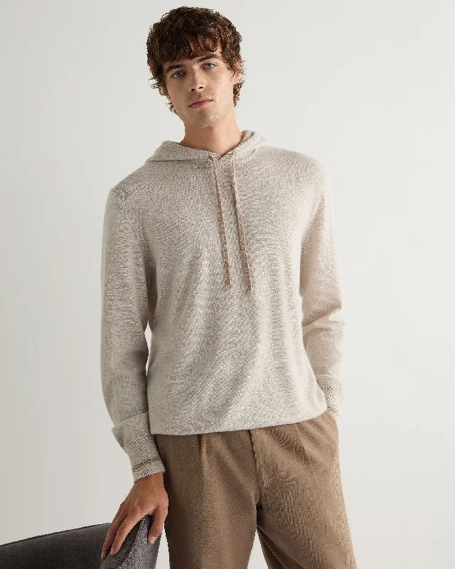 Men's Hoodies with Appliqué DetailsMen's Sweatshirt Style Cashmere Hoodie Pebble Grey
