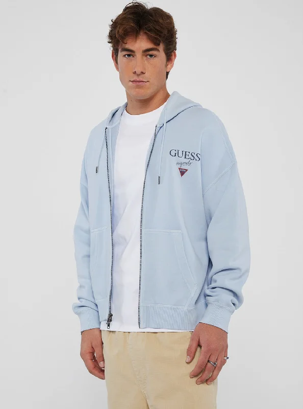 Men's Hoodies for WorkoutGuess Originals Blue Stacked Logo Hoodie