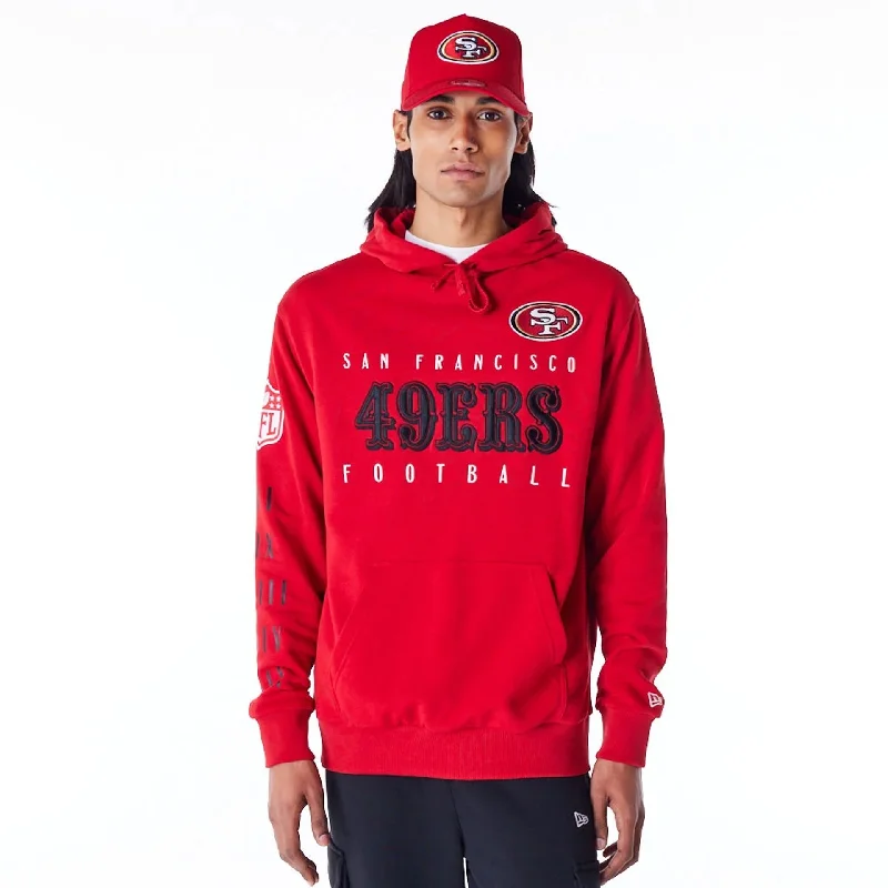 Men's Hoodies with Sublimated GraphicsSan Francisco 49ers NFL Patch Red Oversized Pullover Hoodie Men's Hoodies with Sublimated GraphicsSan Francisco 49ers NFL Patch Red Oversized Pullover Hoodie