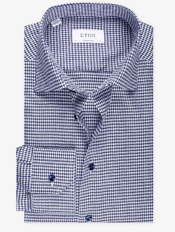 Men's Versatile Dress Shirts for Multiple OccasionsContemporary Houndstooth Shirt Navy