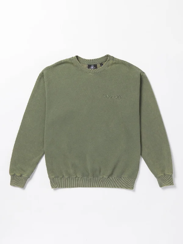 Men's Hoodies with Button-Down PocketsAcid Wall Crew Pullover Sweatshirt - Agave