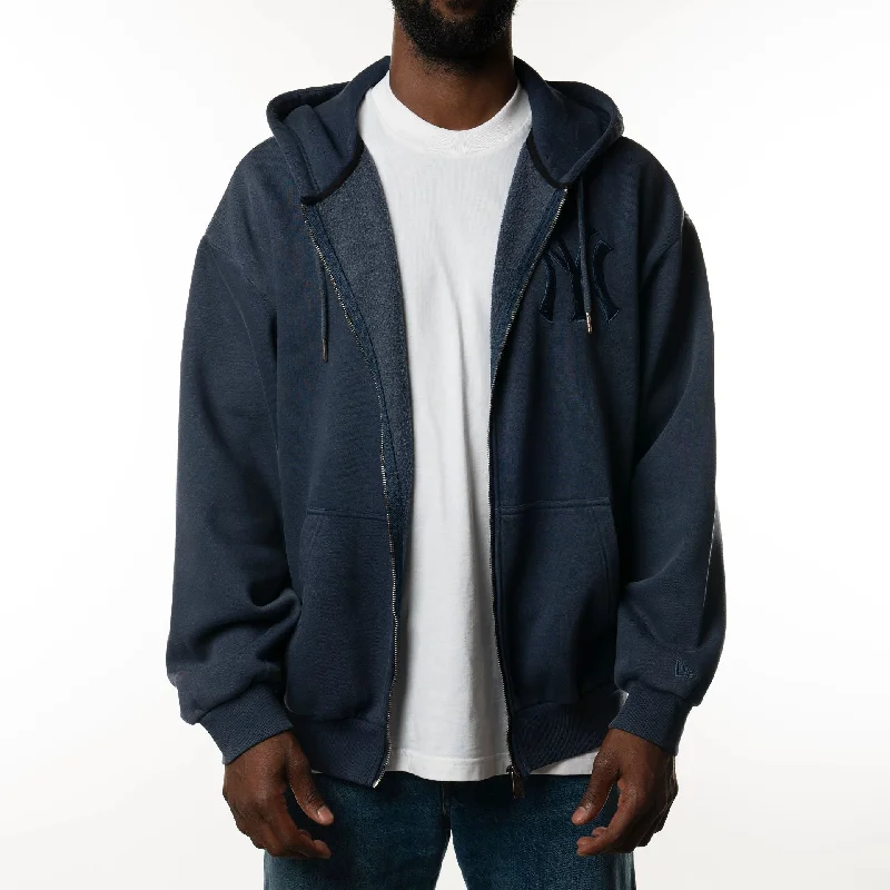 Fashionable Men's Streetwear HoodiesNew York Yankees New Era Australia Dark Blue Oversized Full Zip Hoodie