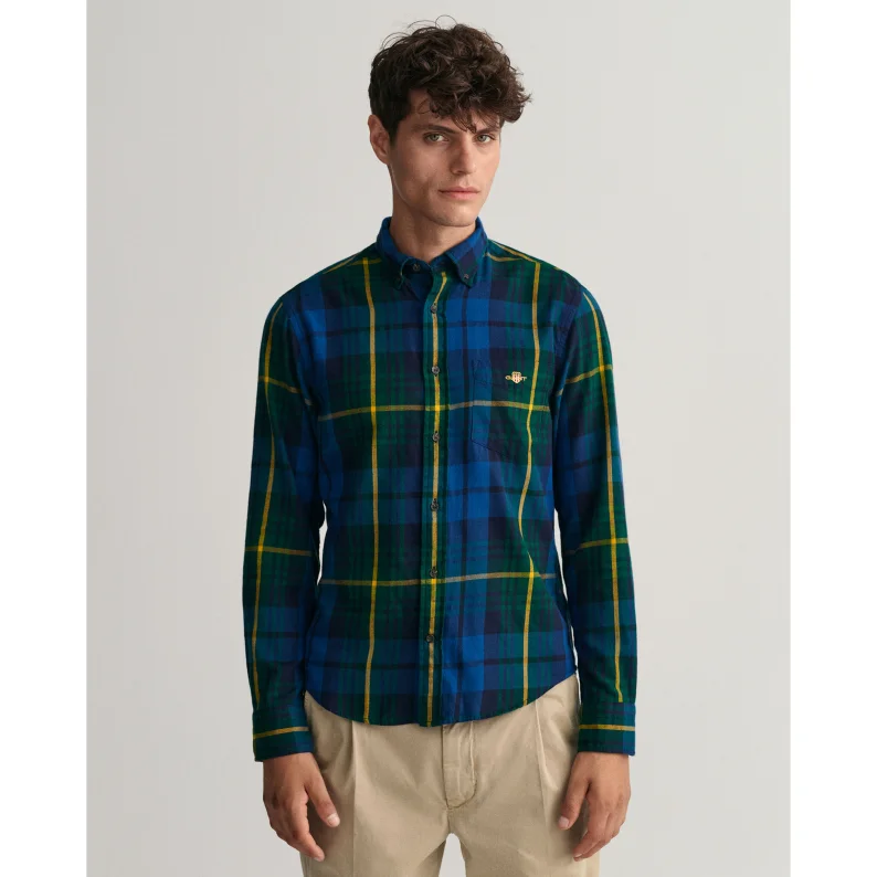 Men's Affordable Shirts for Budget-Friendly StyleGANT Regular Fit Plaid Flannel Shirt 3230004 - Forest Green