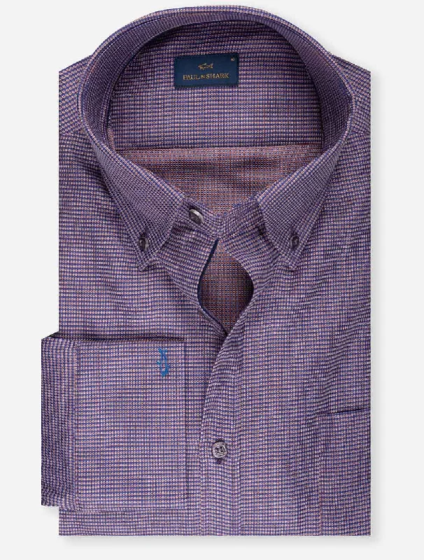 Men's Patterned Casual Shirts for Relaxed StylingCotton Satin Shirt Navy