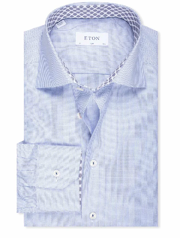Men's Essential Dress Shirts for Everyday WearSlim Pattern Inlay Shirt Navy