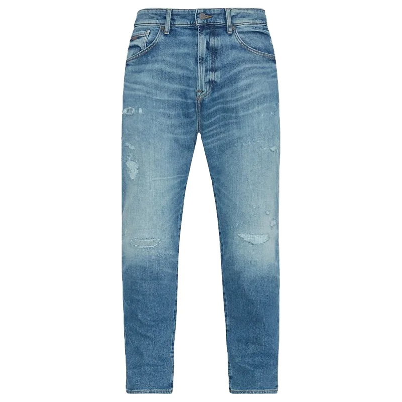 Men's Jeans Made in USABoss ReMaine Regular Fit Jeans - Beat Light Blue Rip & Repaired Men's Jeans Made in USABoss ReMaine Regular Fit Jeans - Beat Light Blue Rip & Repaired