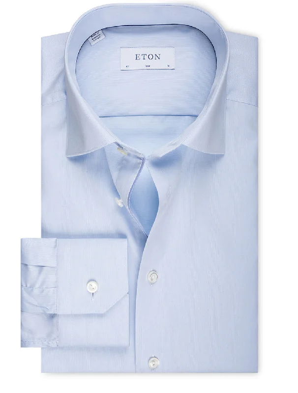 Men's Long-Sleeve Shirts for Year-Round WearFine Pique Slim Fit Shirt Blue
