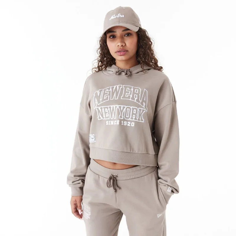 Best Men's Pullover HoodiesNew Era Womens Arch Wordmark Brown Crop Pullover Hoodie
