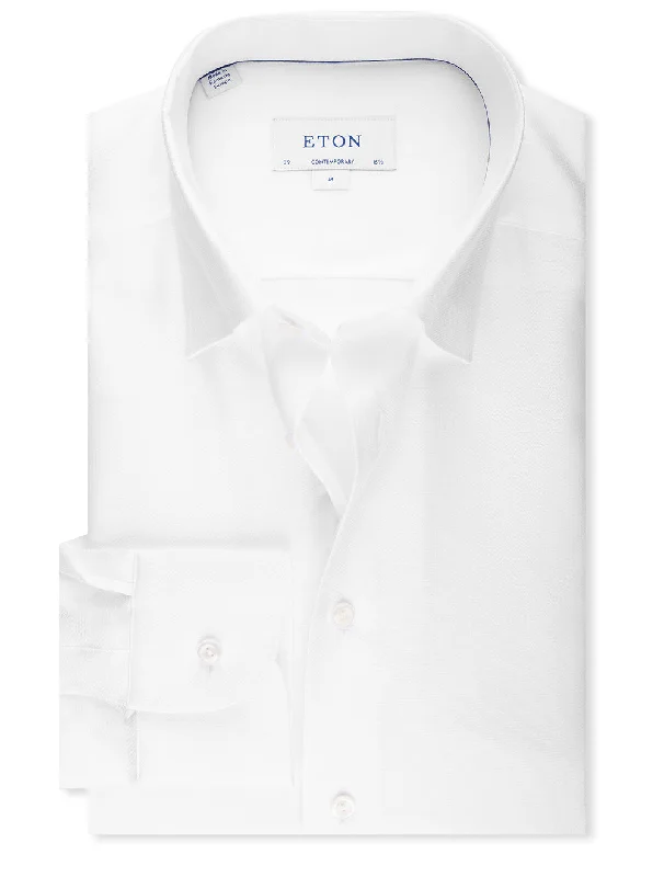Men's Striped Shirts for a Maritime TwistPique Contemporary Fit Shirt White