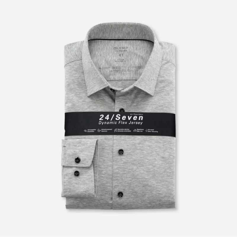 Men's Scoop Neck T-Shirts for a Relaxed FeelOLYMP Luxor 24/Seven Modern Fit Super Dynamic Stretch Shirt 1202 Silver Grey Men's Scoop Neck T-Shirts for a Relaxed FeelOLYMP Luxor 24/Seven Modern Fit Super Dynamic Stretch Shirt 1202 Silver Grey