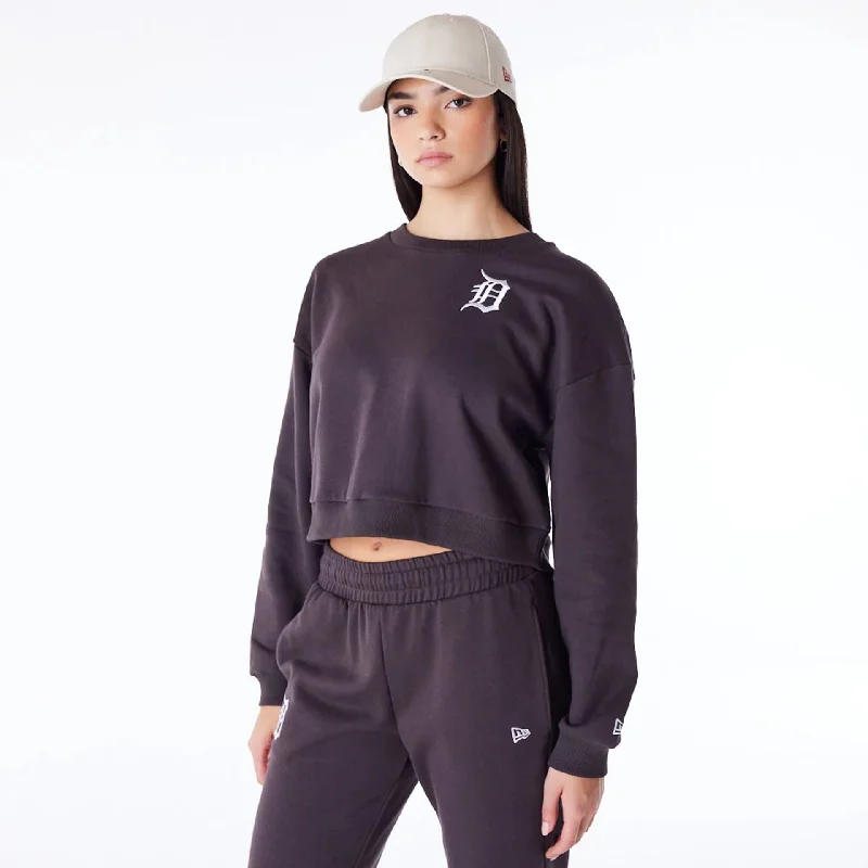 Men's Hoodies with Embroidered PatchesDetroit Tigers Womens MLB League Essential Dark Brown Crop Crew Neck Sweatshirt Men's Hoodies with Embroidered PatchesDetroit Tigers Womens MLB League Essential Dark Brown Crop Crew Neck Sweatshirt
