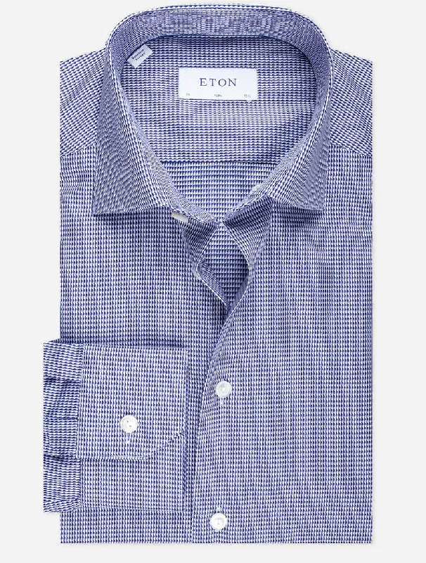 Men's Scoop Neck T-Shirts for a Relaxed FeelNavy Puppytooth Slim Shirt