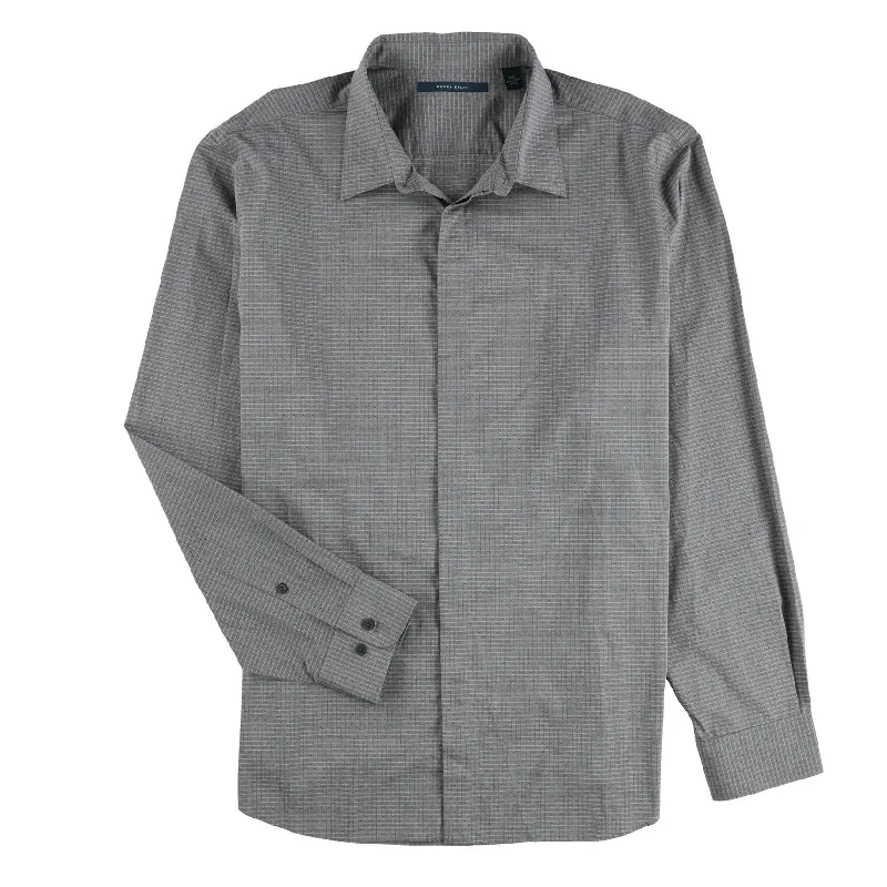Comfortable Men's Flannel ShirtsPerry Ellis Mens Dot and Grid Button Up Shirt, Grey, XX-Large