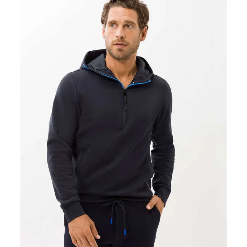 Men's Hoodies with Appliqué DetailsBrax Sporty Hoodie Levin Lab 23-7578 Navy