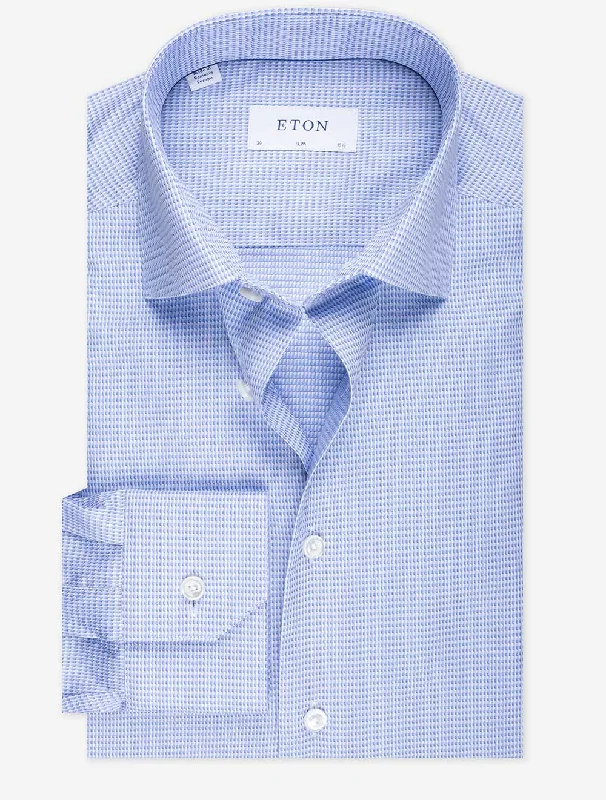 Men's Easy-Care Shirts for Busy LifestylesBlue Puppytooth Slim Shirt