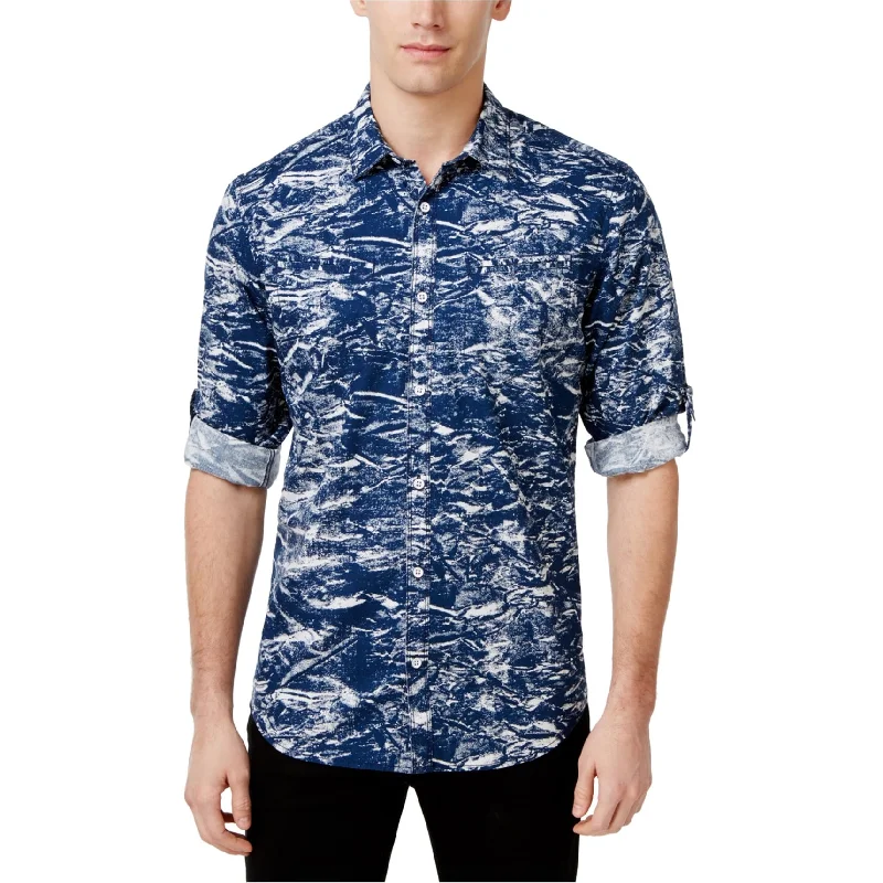Men's Wingtip-Collar Shirts for a Classic TouchI-N-C Mens Splatter Button Up Shirt, Blue, XX-Large