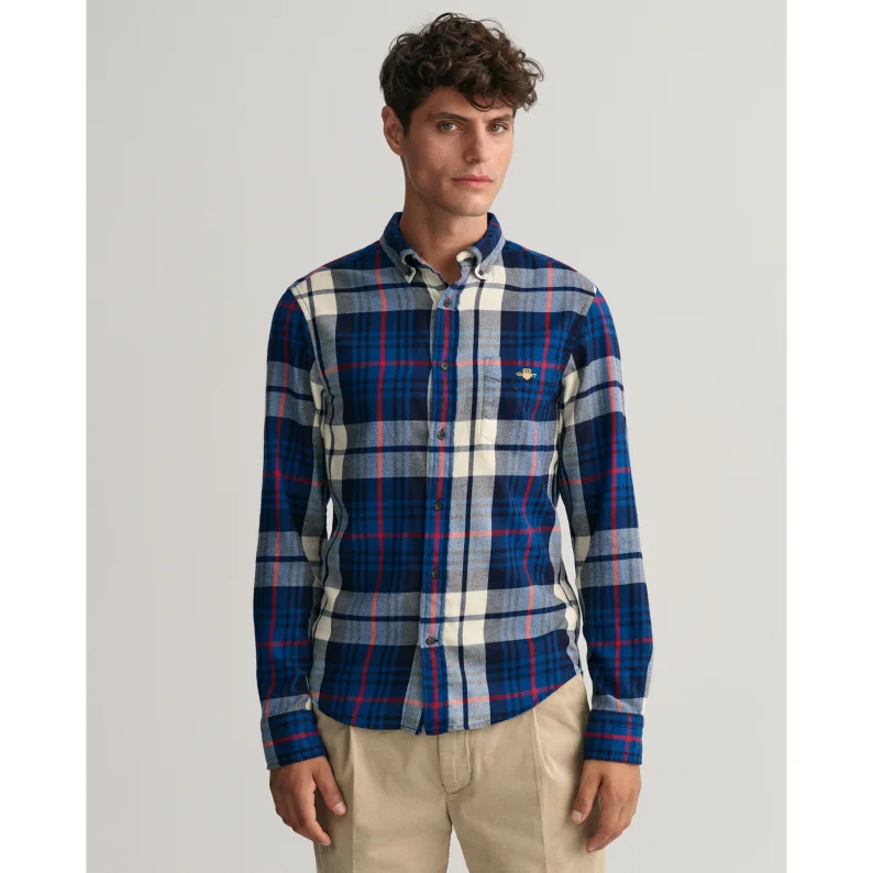 Men's V-Neck T-Shirts for a Flattering ShapeGANT Regular Fit Plaid Flannel Shirt 3230004 - Cream