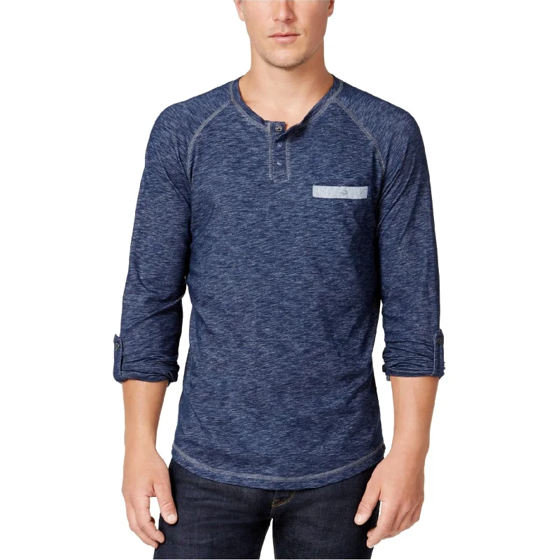 Men's Organic Cotton Shirts for Eco-ConsciousnessI-N-C Mens Raglan-Sleeve Henley Shirt, Blue, XX-Large