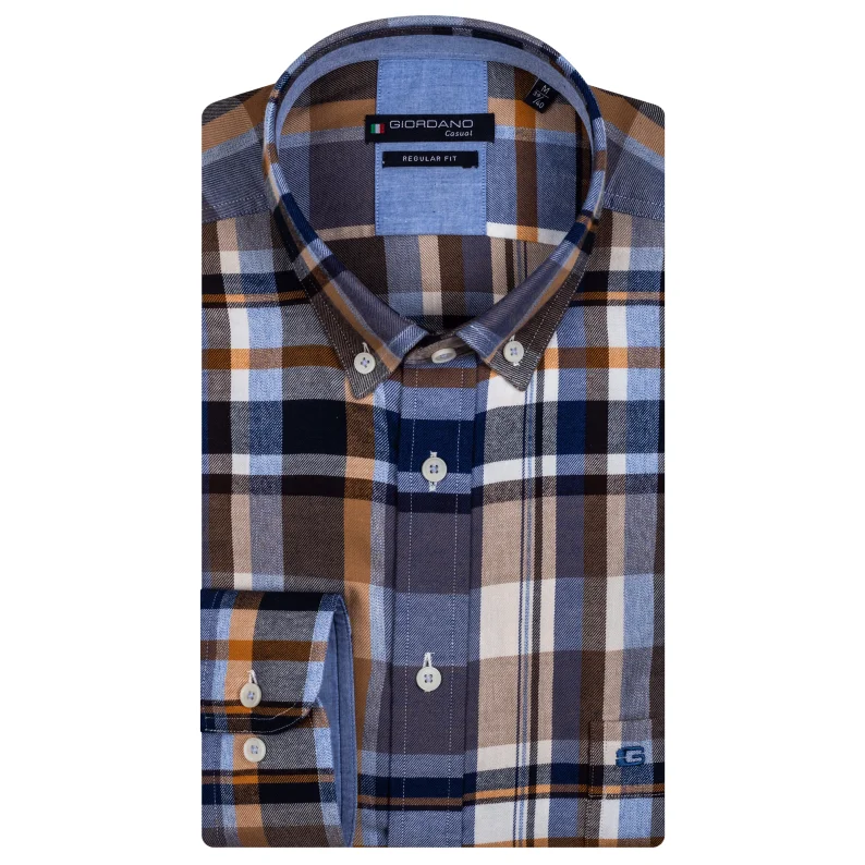 Durable Men's Work ShirtsGiordano Regular Fit Check Shirt 227302