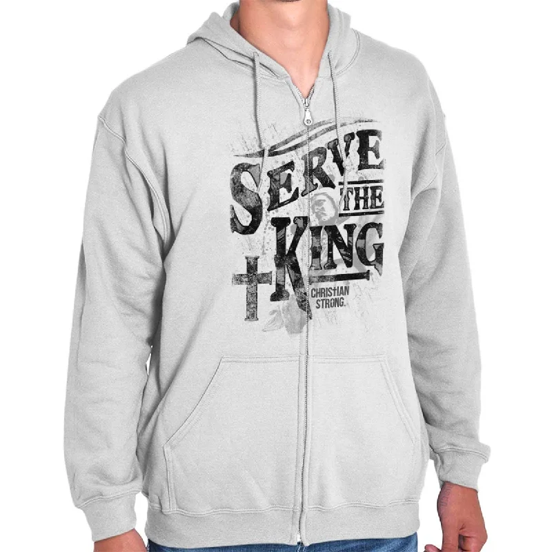 Comfortable Men's Fleece HoodiesServe The King Jesus Christ Zip Hoodie