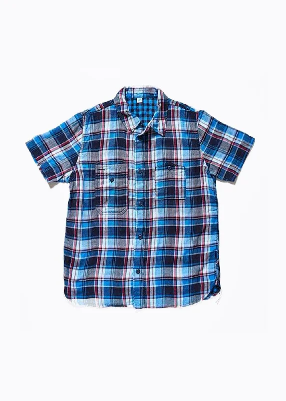 Men's Patterned Casual Shirts for Relaxed StylingWoven Double Gauze Check Short Sleeve Shirt