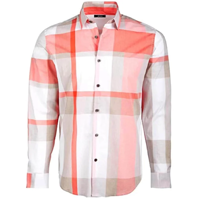 Men's Striped Long-Sleeve Shirts for a Maritime FeelAlfani Mens Sorento Plaid Button Up Shirt