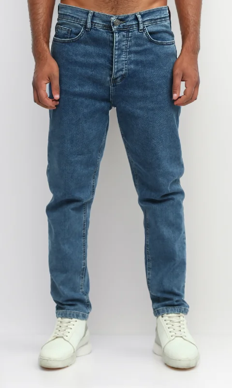 Men's Jeans with RipsO192889 Solid Standard Jeans Blue Casual Jeans