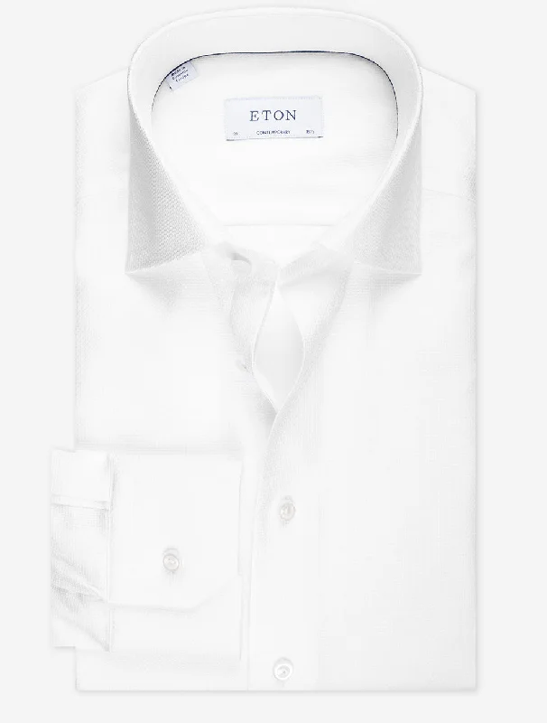 Men's Monochrome Shirts for a Minimalist VibePattern Contemporary Fit Shirt White