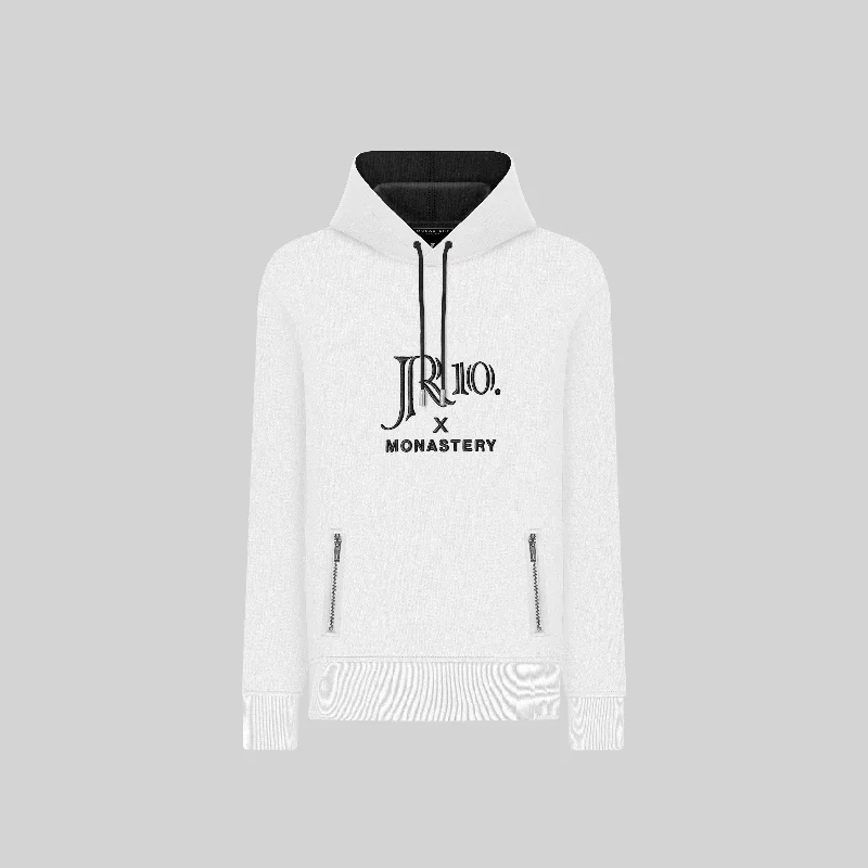 Men's Hoodies with Wind-Resistant FabricJR10 WHITE HOODIE