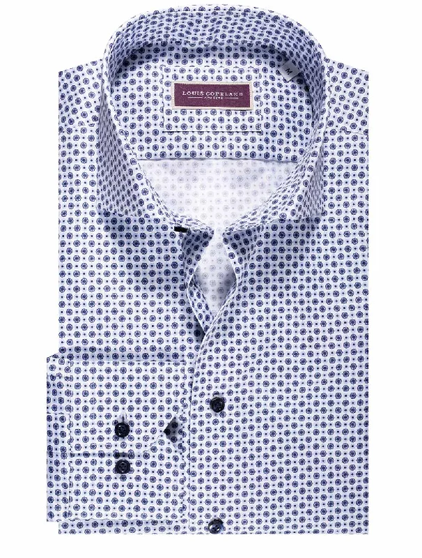 Versatile Men's Short-Sleeve ShirtsMessi Daisy Pattern Shirt White