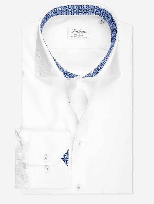 Men's Pocket T-Shirts for Added FunctionalityContrast Twill Fitted Body Shirt White