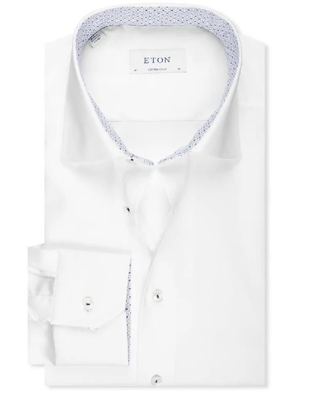 Men's Geometric Print Shirts for a Modern TwistContemporary Plain Inlay Shirt White