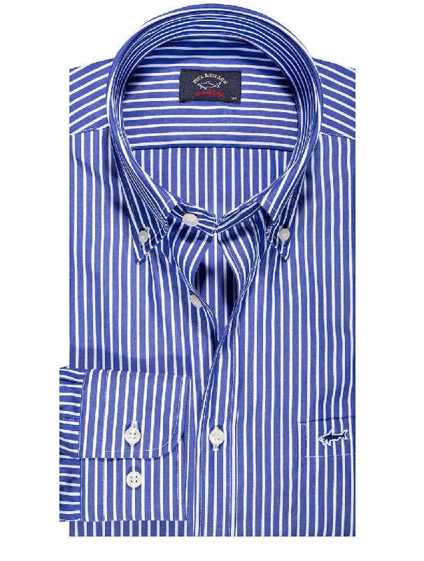 Men's Stain-Resistant Shirts for Mess-Free WearStripe Shirt Blue