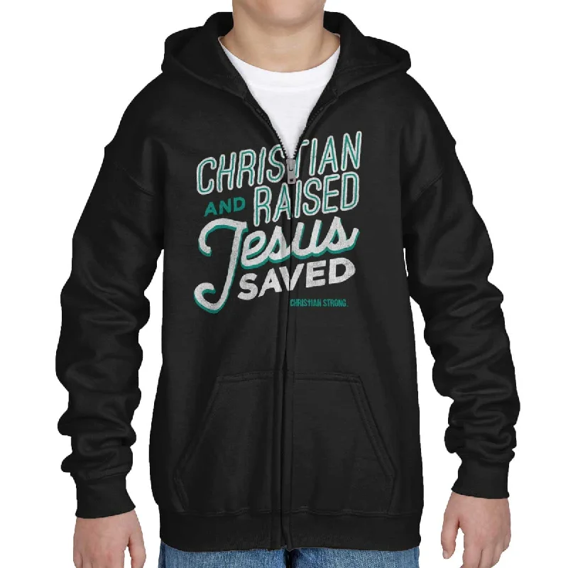Men's Hoodies with Adjustable HoodsJesus Saved Me Youth Zip Hoodie